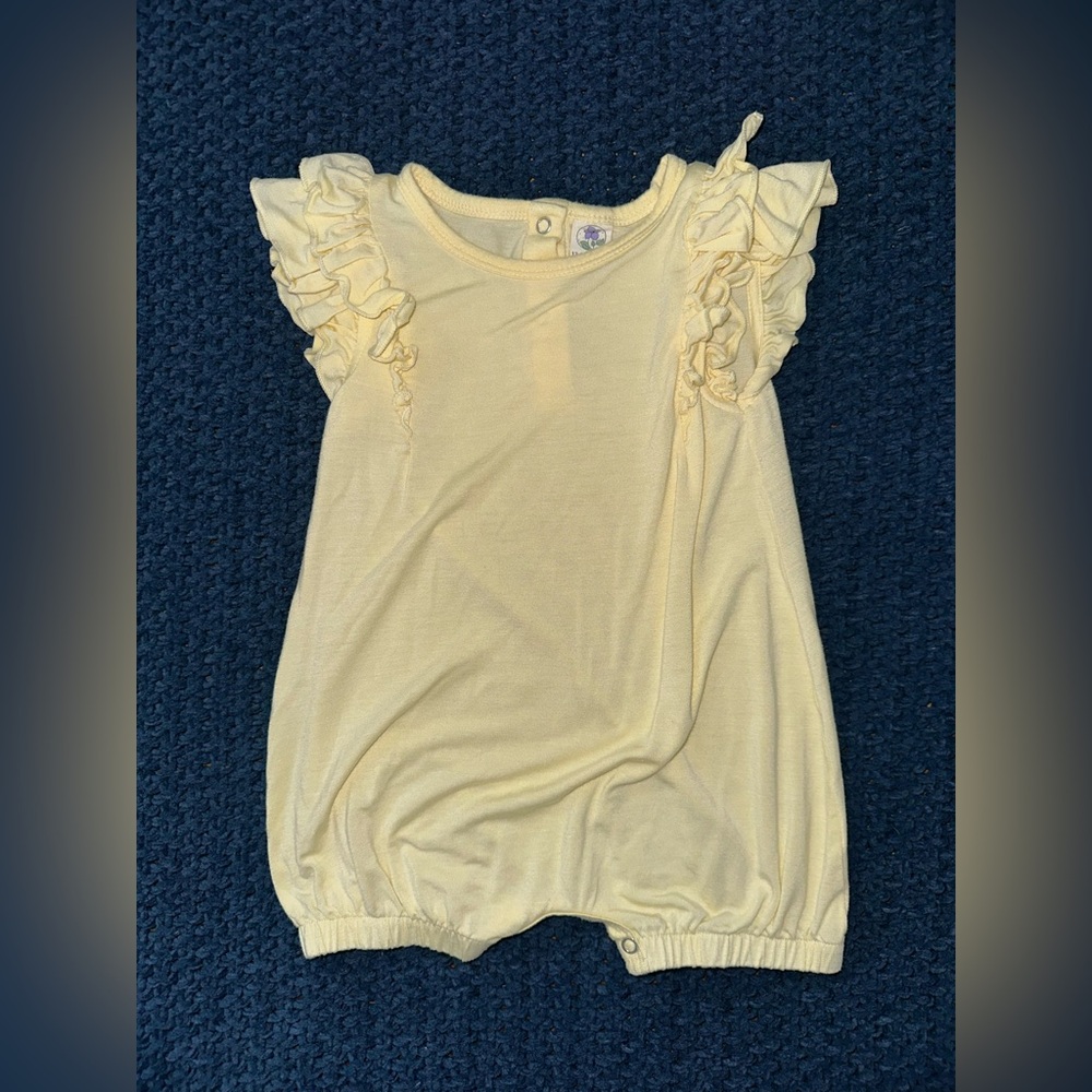 Soft Yellow Ruffle-Sleeve Baby One-Piece